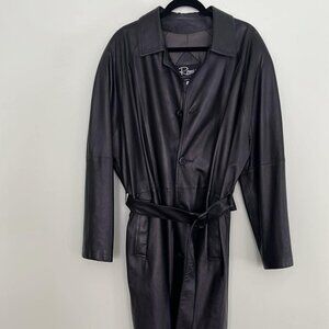 Vintage Remy Women's Sz 40 Full Length Leather Belted Trench Coat Luxury Supple